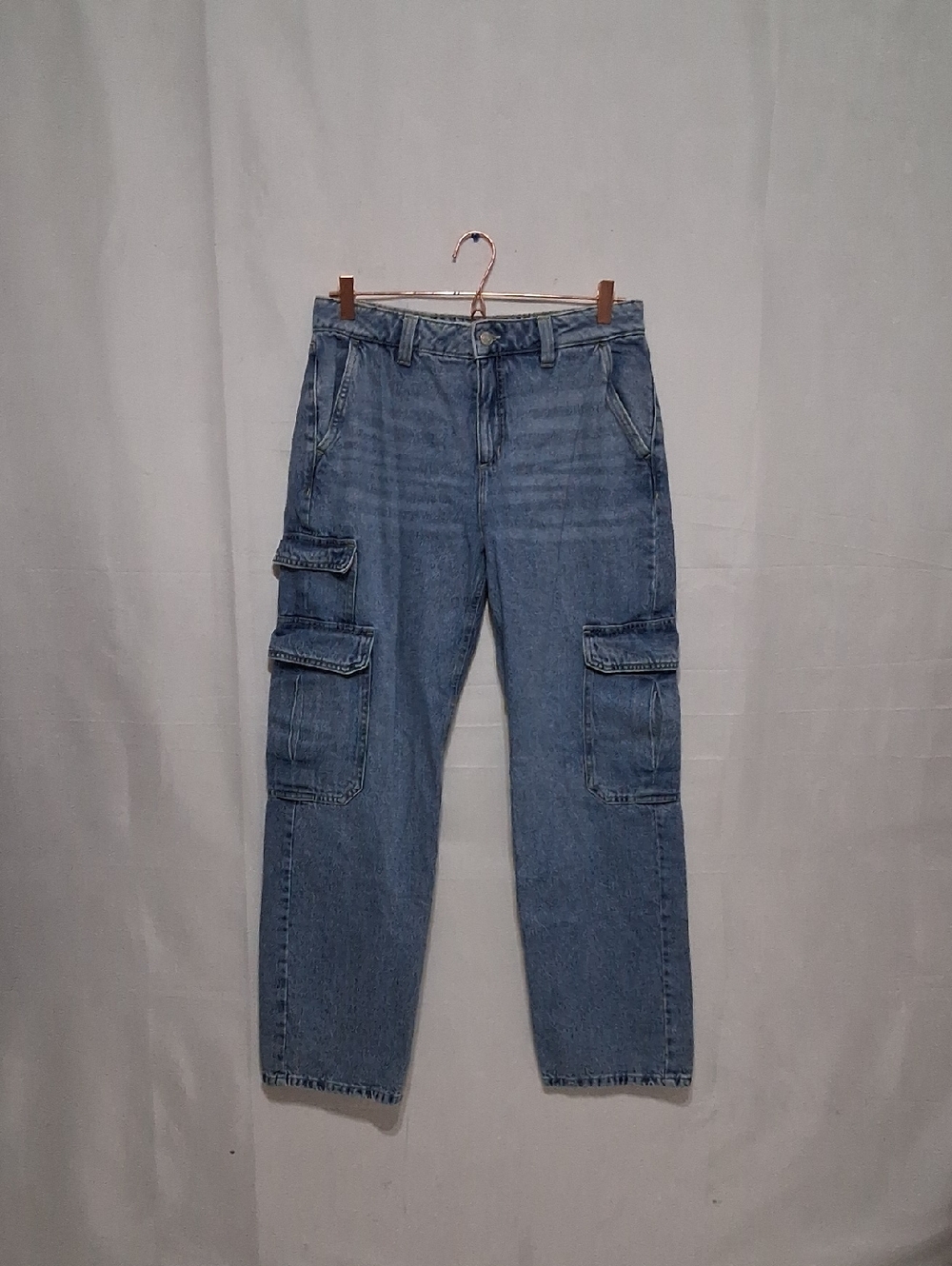 Dynamite Amber High Waist 90s Baggy Straight Cargo Denim Jeans Sz 28 Y2K Grunge